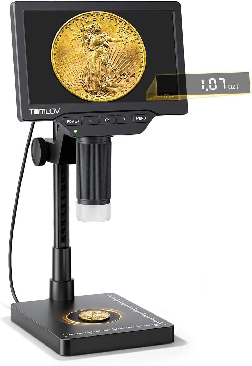 Microscopio Digital TOMLOV DM4W Max con Pantalla 7" y Balanza Integrada