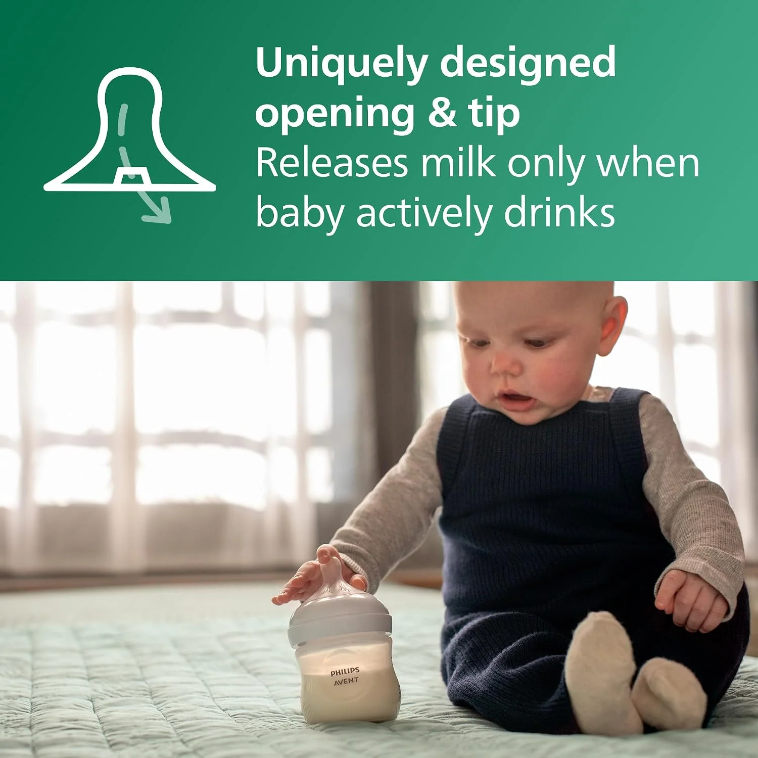 Philips Avent Natural Biberones de Vidrio 4 oz Flujo Lento Pack de 4