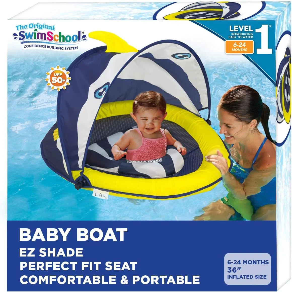Flotador inflable para bebé SwimSchool Deluxe, 6-24 meses, azul