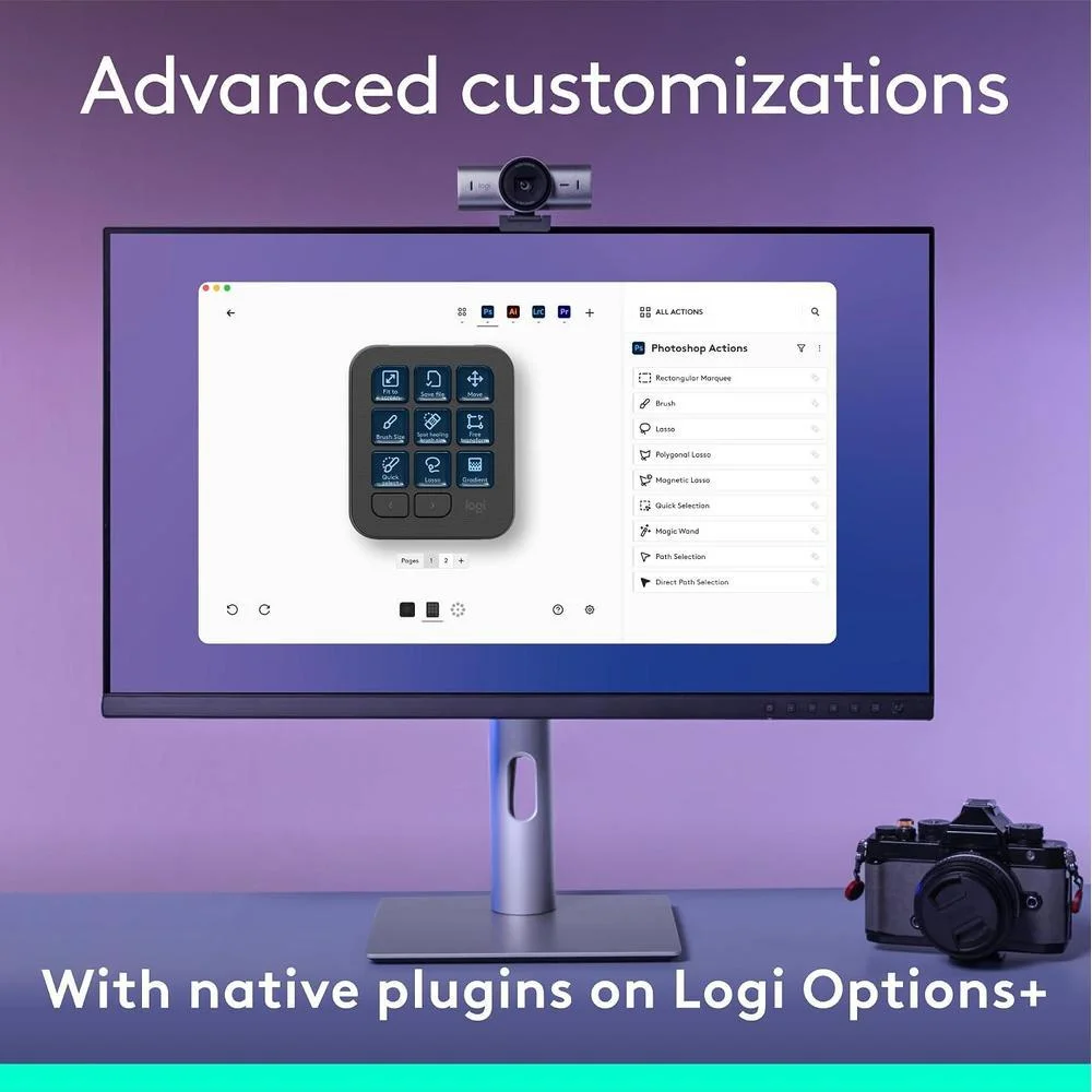 Consola Creativa Logitech MX con 9 teclas LCD personalizables, dial de control, incluye membresía Adobe Cloud 3 meses