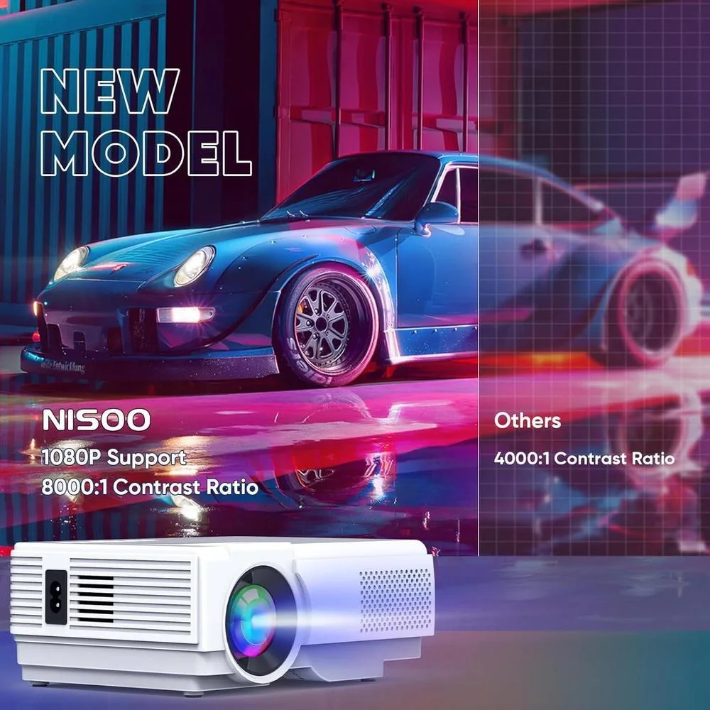 Proyector WiFi y Bluetooth actualizado para exterior, mini proyector de cine en casa compatible con smartphone por WiFi/USB