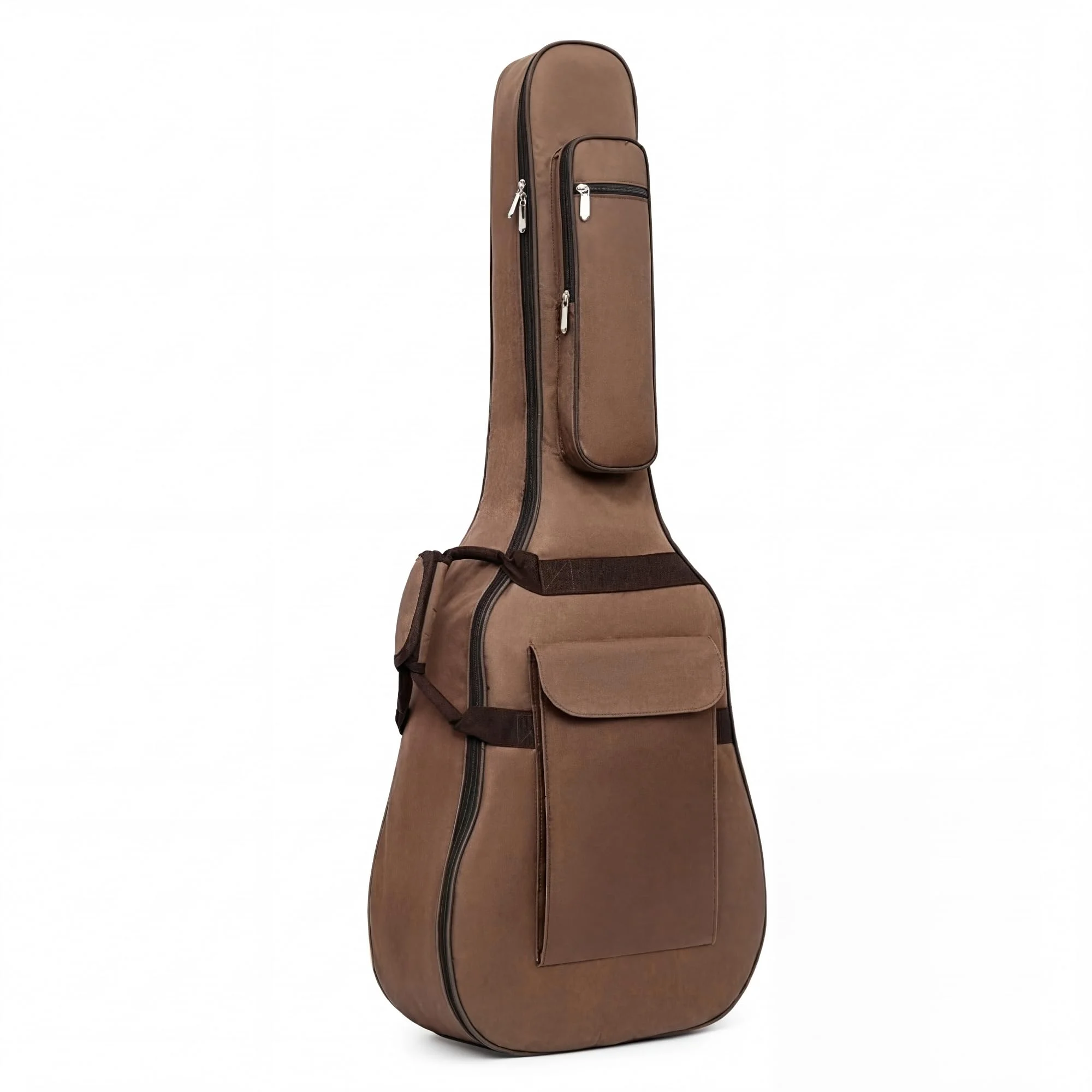CALLPIONEER 41 Inch Acoustic Guitar Bag,Lightweight Acoustic Guitar Case 0.4 In Extra Thick Sponge Padded for Acoustic Classical Guitar Large Front Pocket & Ergonomic Straps-Brown