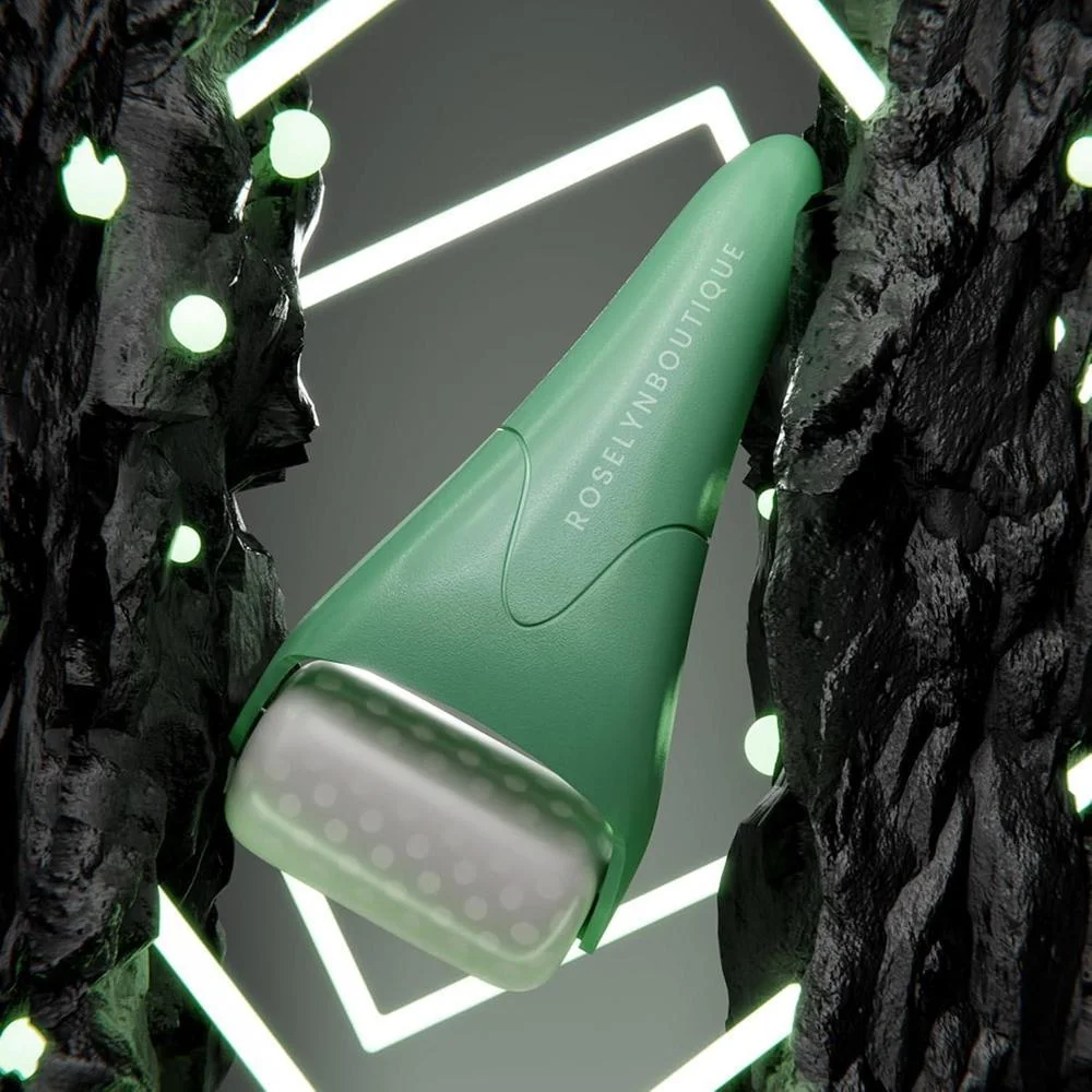ROSELYNBOUTIQUE Rodillo de Hielo para Rostro contra Arrugas, Líneas Finas, Hinchazón, Masajeador Facial, Herramienta de Cuidado de la Piel, Regalo de Autocuidado para Hombres y Mujeres (Verde)