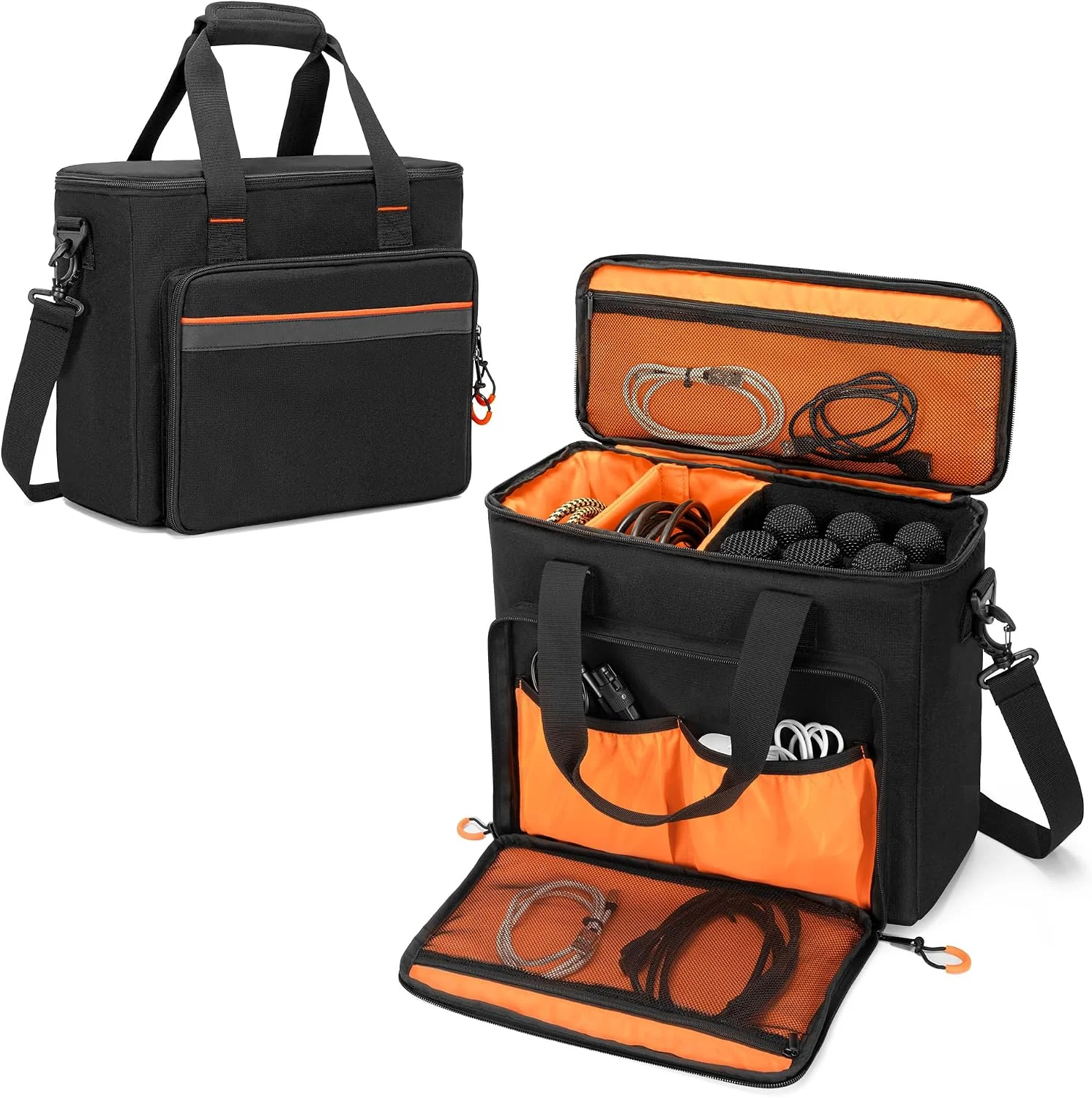 PGmoon 6 Slots Wireless Microphone Carrying Case, Mic Storage Bag with Thick Padding for Singing, Karaoke, Party (Patent Design)
