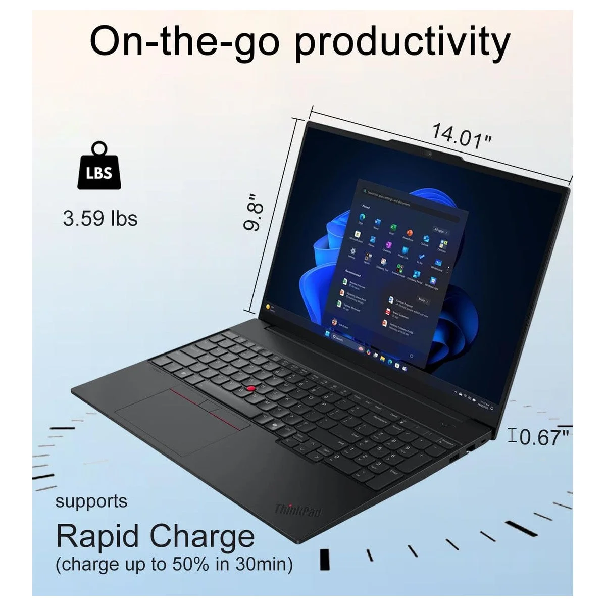 Lenovo Thinkpad 16" Ultraslim Laptop, Intel Core Ultra 7, 16GB RAM, 512GB SSD, Windows 11 Pro, Lector De Huellas, Negro