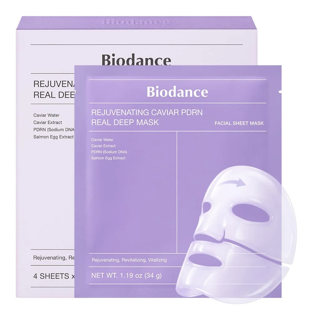 Mascarilla Facial Biodance Rejuvenating Caviar PDRN Real Deep Mask Hidrogel 34g x 4 unidades