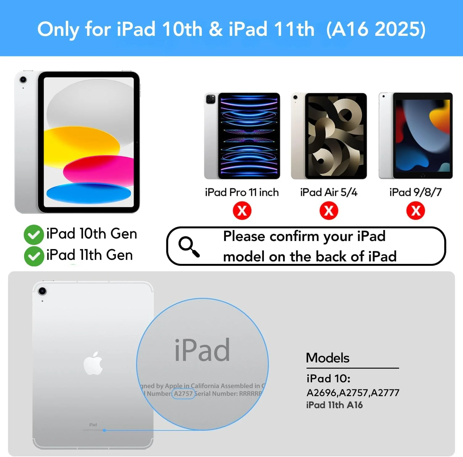 Funda con Teclado runelk para iPad 10.ª / 11.ª Gen (A16) - Blanco