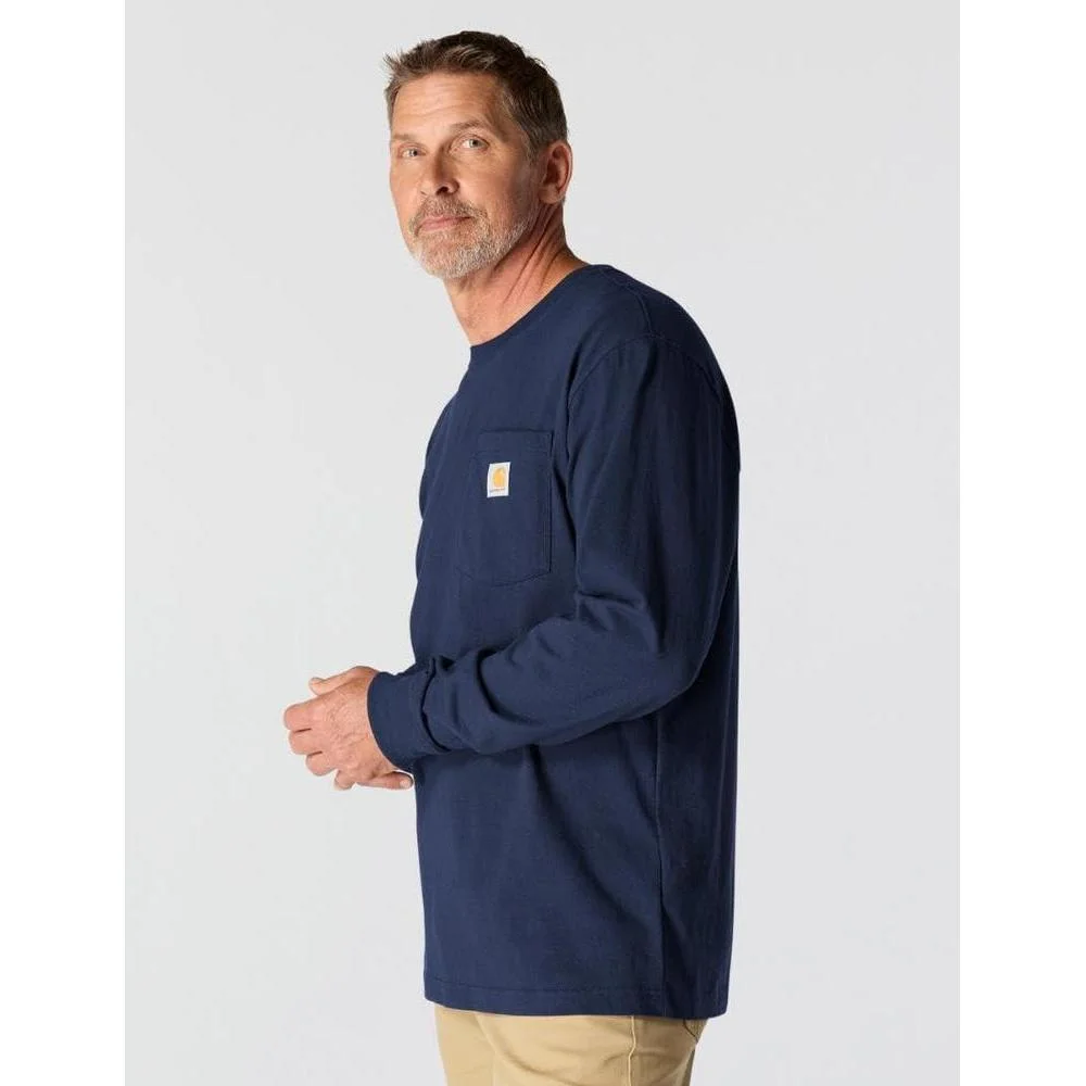Camiseta de trabajo Carhartt de manga larga con bolsillo para hombre, ajuste holgado y resistente para actividades intensas