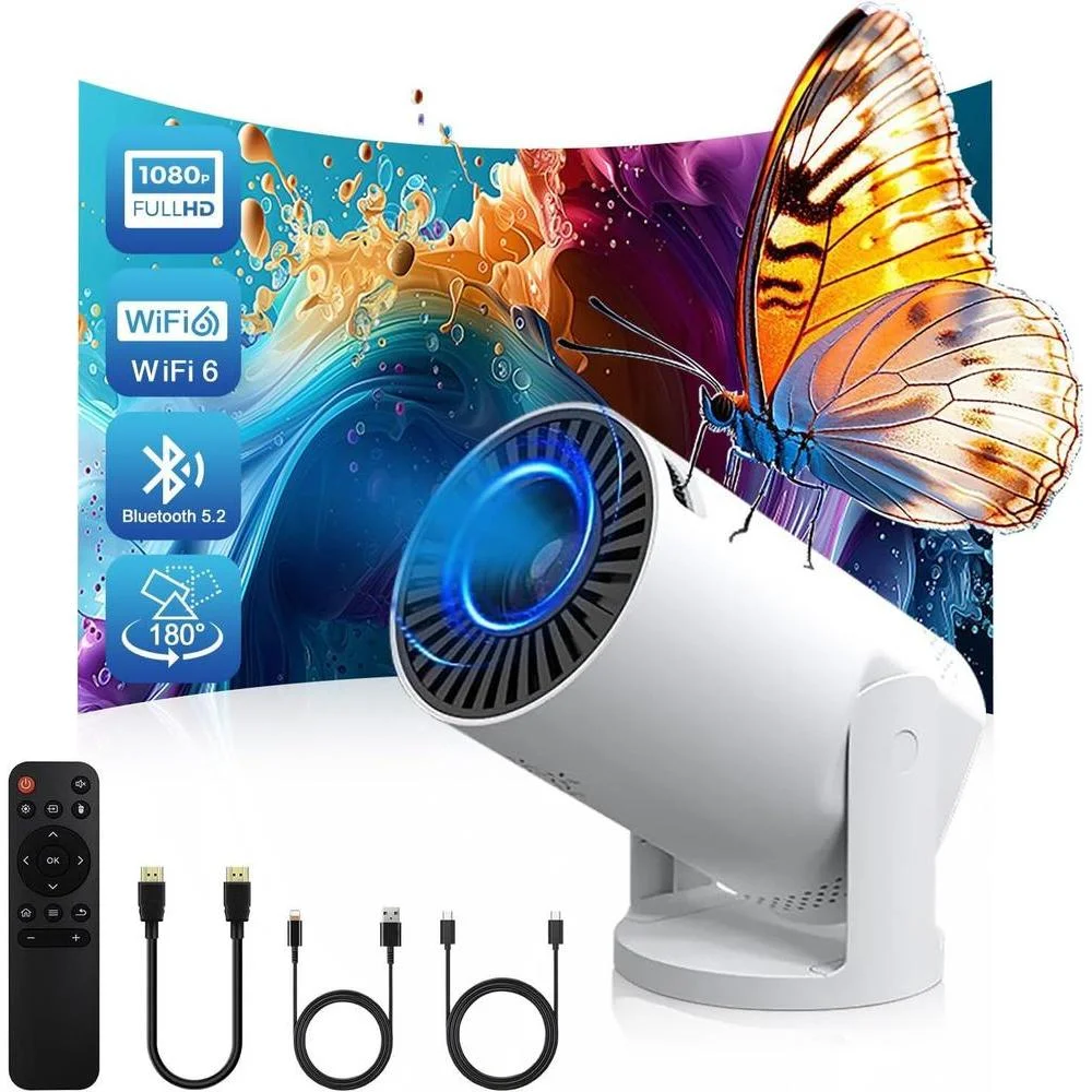 Proyector Portátil Geylnxng Q5 Mate WiFi 6 Bluetooth 1080P 4K Rotable 180°