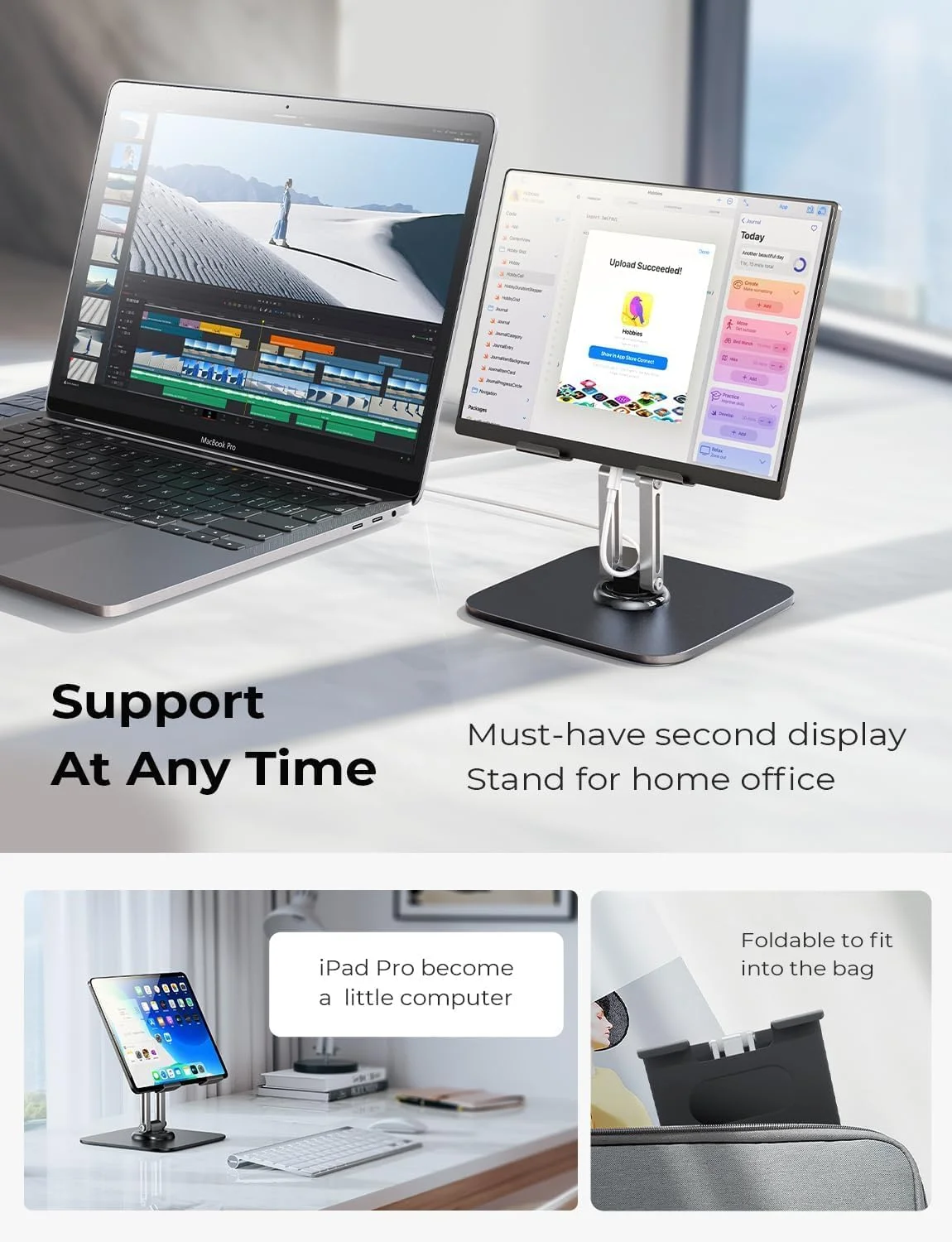 Soporte Ajustable LISEN para iPad y Tablet - Negro