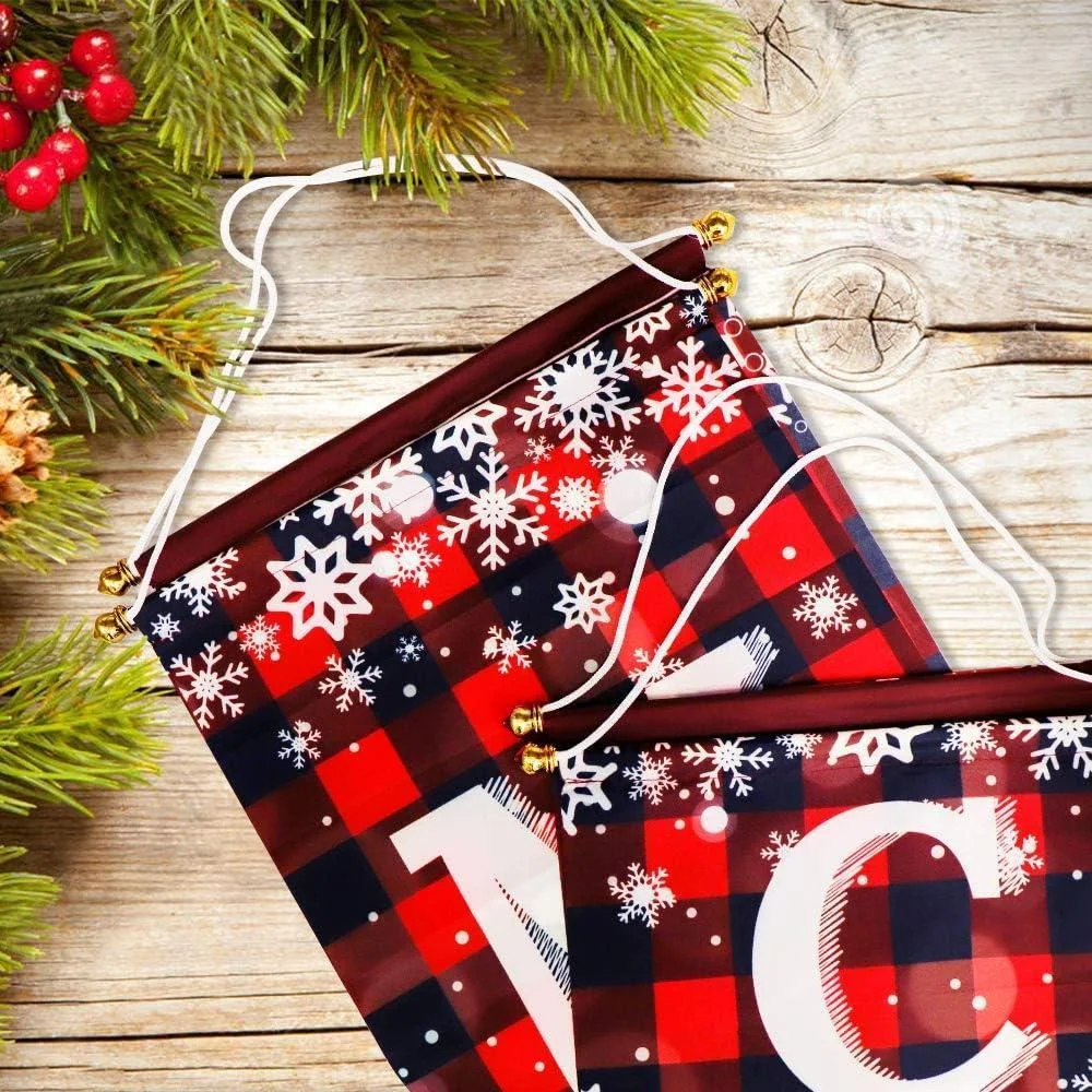 Juego de letreros navideños Ivenf para exteriores e interiores, estampado de búfalo rojo y negro, resistente y decorativo