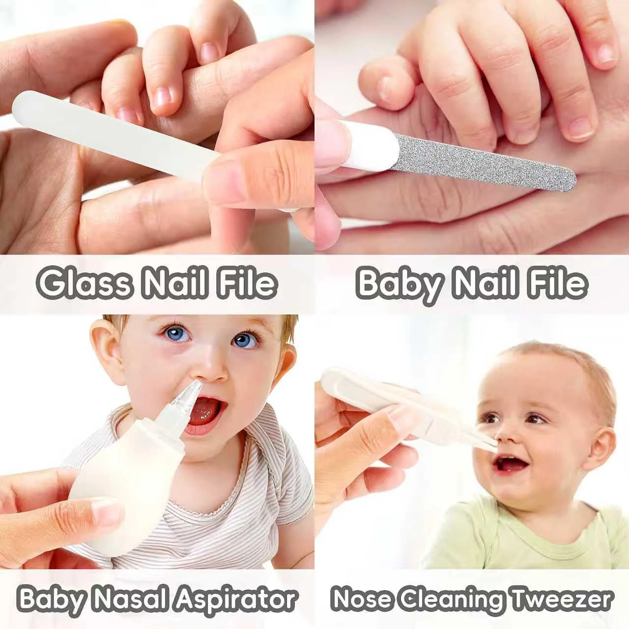 Kit de Cuidado e Higiene para Bebé 8 Piezas Gris y Blanco