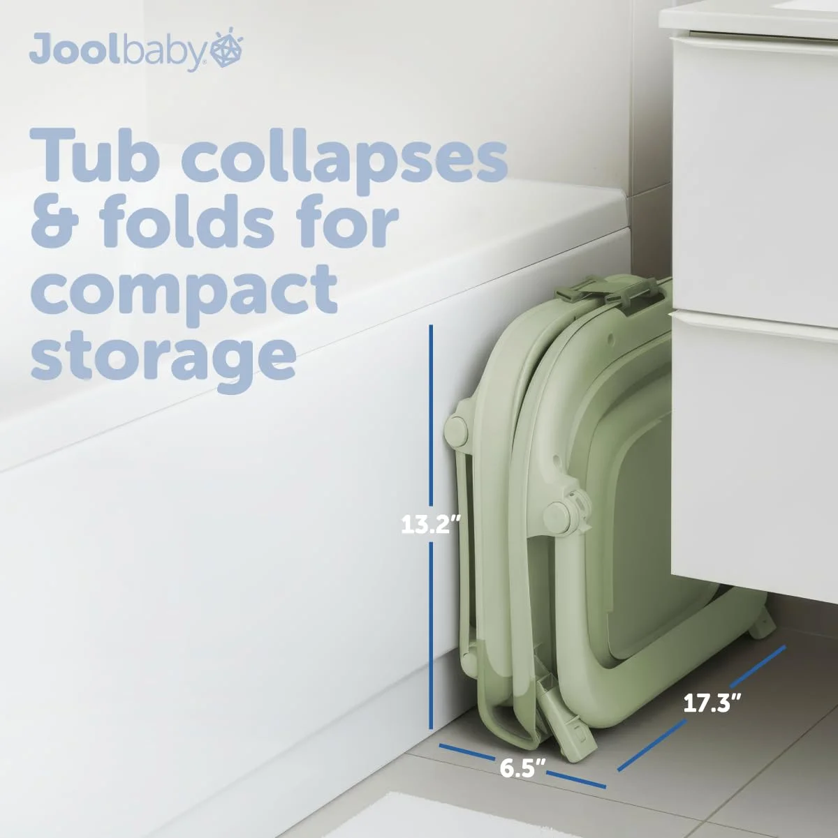 Jool Baby Bañera Plegable Portátil para Bebé con Termómetro Sage