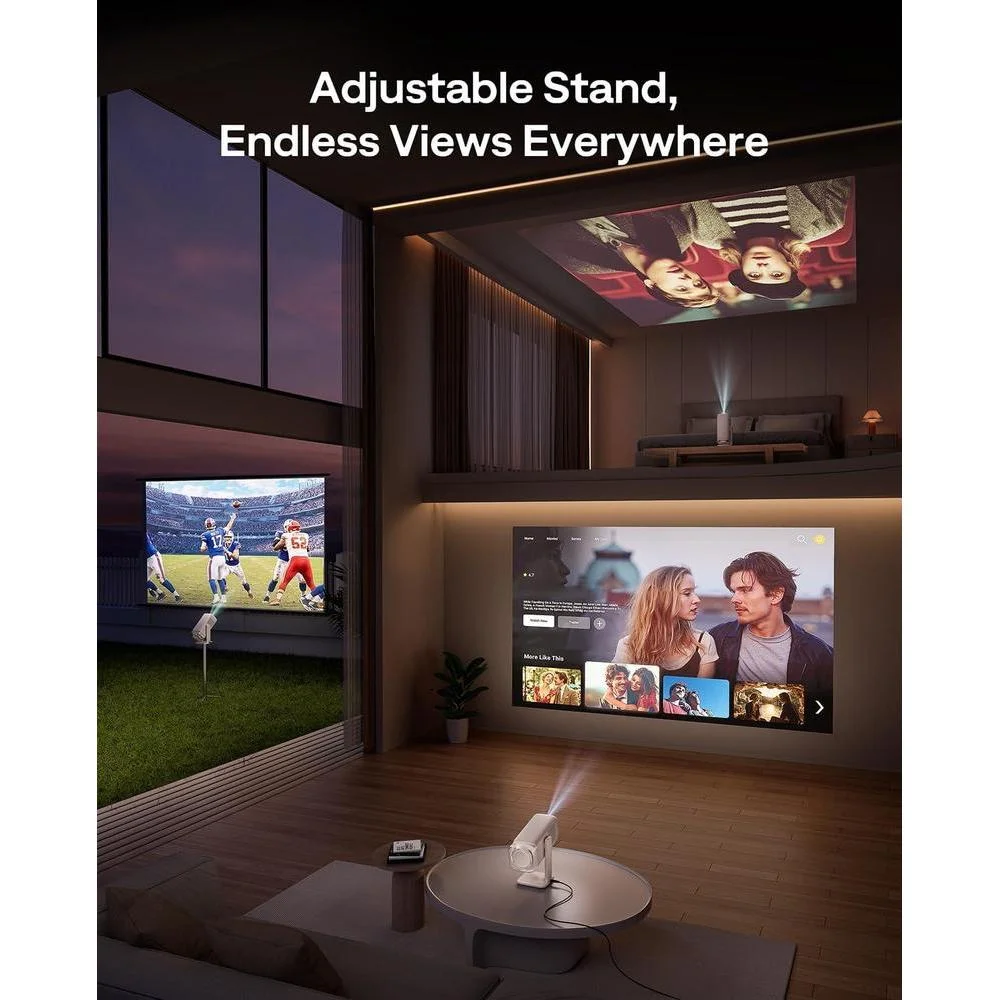 Aurzen BOOM Air Proyector portátil con Google TV, WiFi y Bluetooth, diseño compacto, compatible con 4K y enfoque en tiempo real