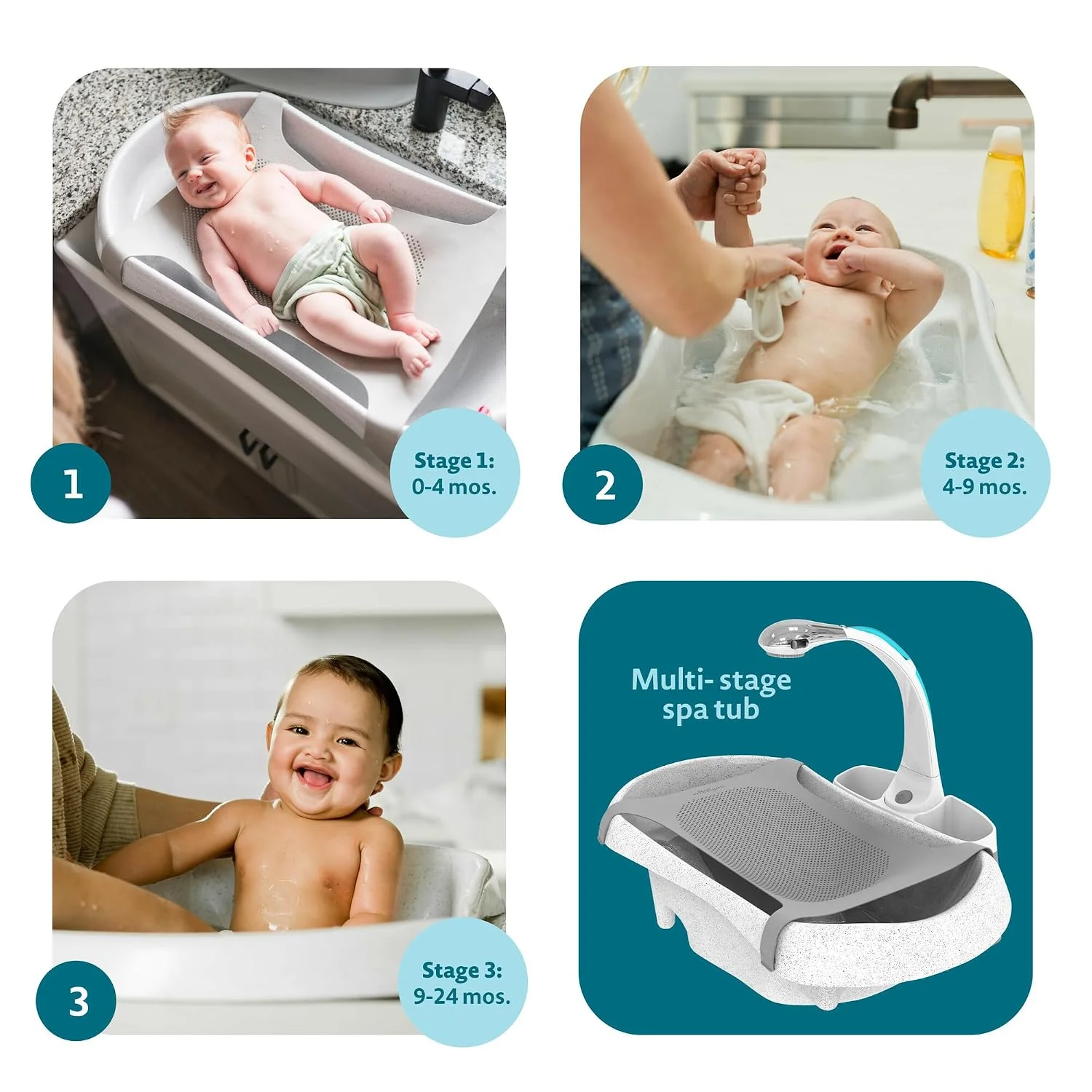 The First Years Rain Shower Spa Bañera 3 en 1 con Ducha y Hamaca para Bebé