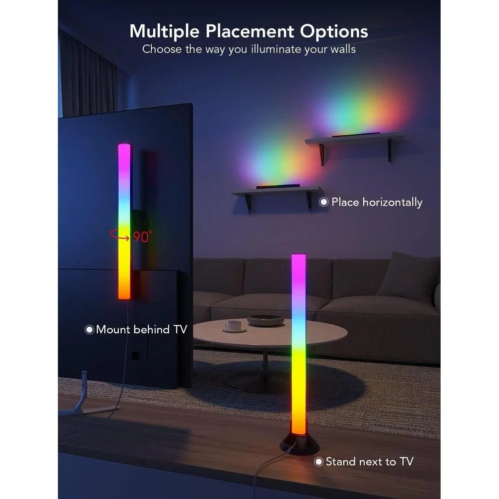 Barras de luz RGBIC con retroiluminación WiFi para TV de Govee, compatibles con Alexa y Google Assistant, múltiples opciones de colocación