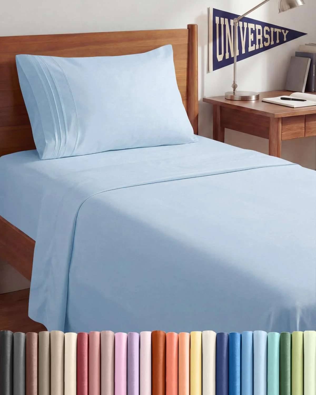 Juego de sábanas Twin XL 3 piezas CGK Unlimited azul cielo