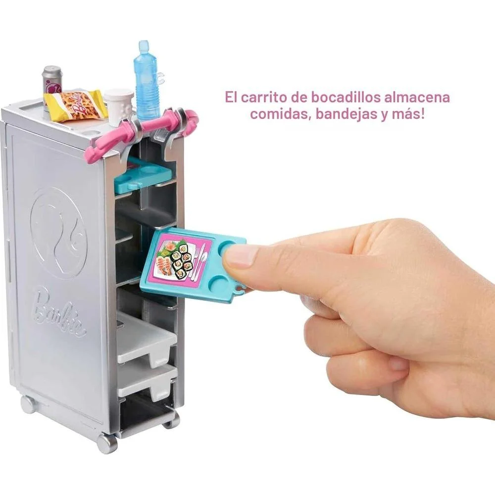 Barbie Dreamplane: Avión de Juego con Asientos Reclinables y Compartimentos Funcionales, Incluye Cachorro y Carrito de Snacks