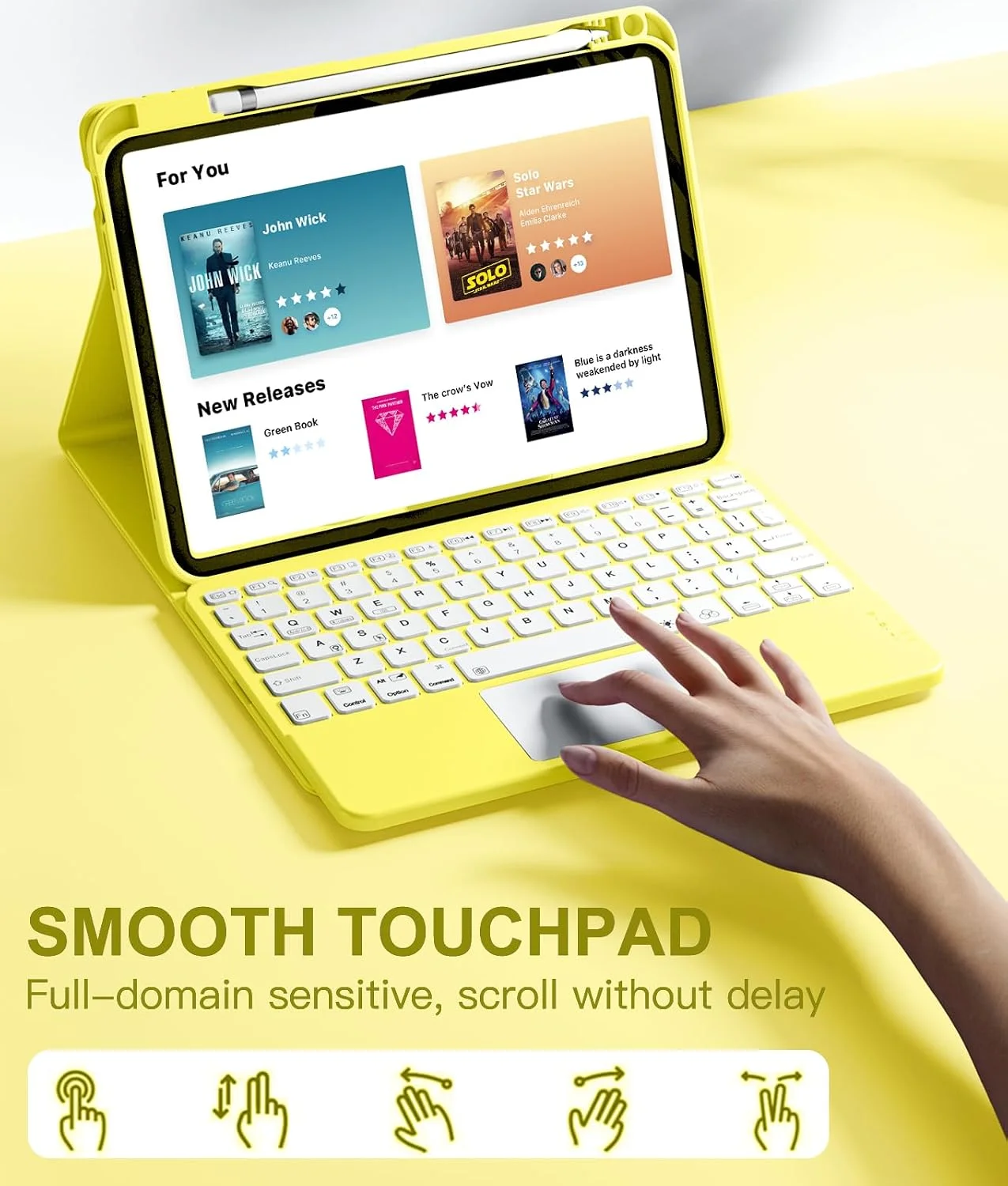 Funda con Teclado Harvopu para iPad 11" (A16) / iPad 10.ª Gen - Amarillo