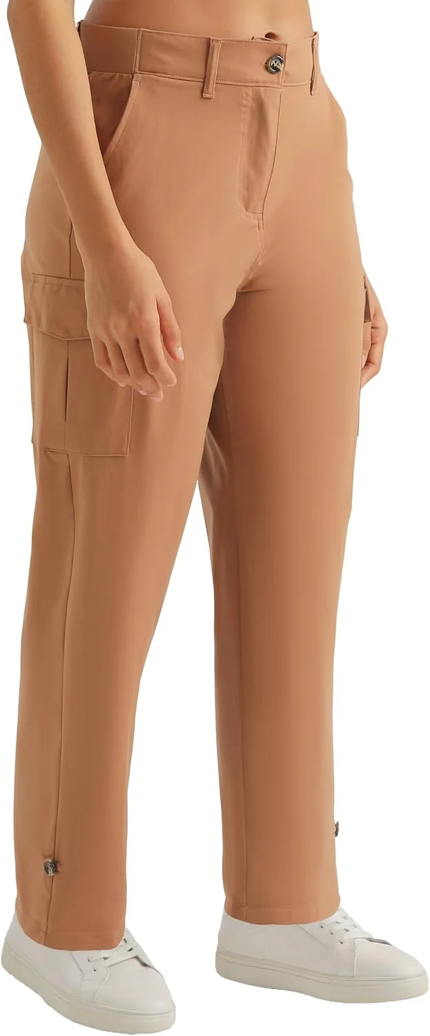 Pantalón capri cargo de senderismo para mujer Xingpaozhe ligero marrón moca