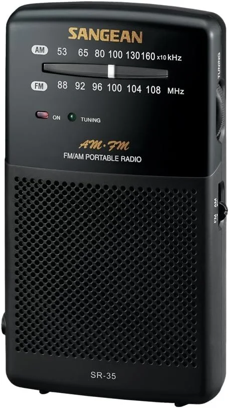 Sangean SR-35 AM/FM Analog Pocket Radio with Built-in Speaker, Black