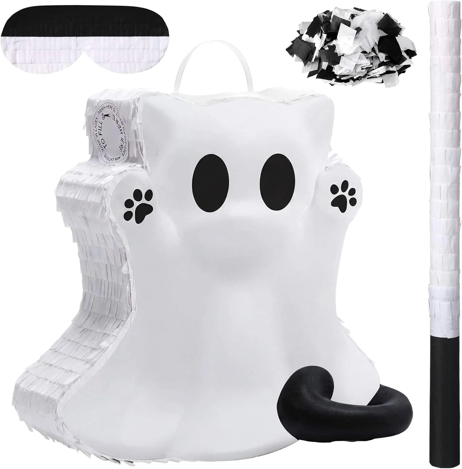 Piñata gato fantasma Halloween Seenelling blanco y negro