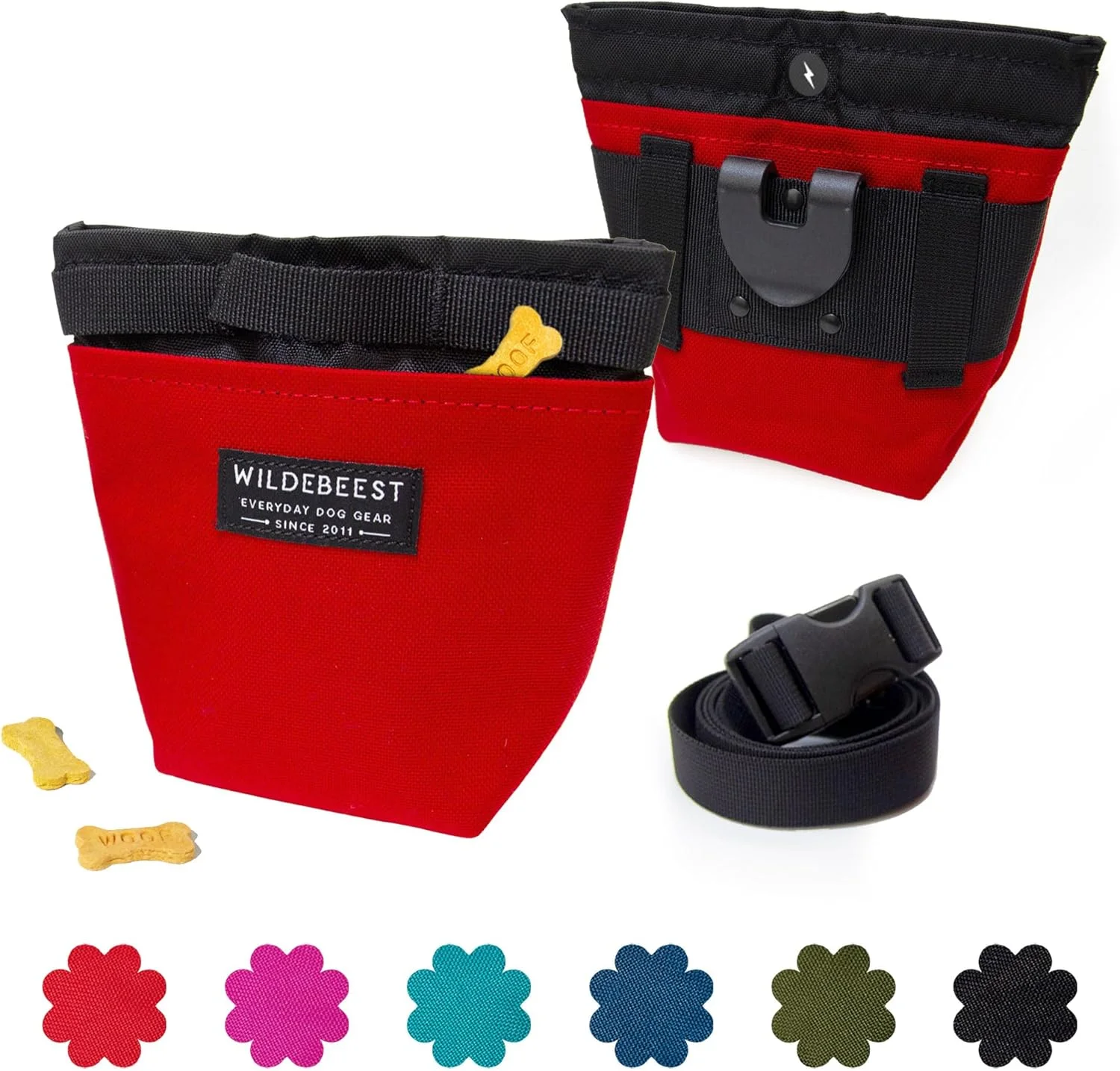 Wildebeest Dog Treat Pouch, Dog Treat Bag, Dog Training Treat Pouch, Dog Travel Bag, Pet Treat Pouch, Magnetic Closure,