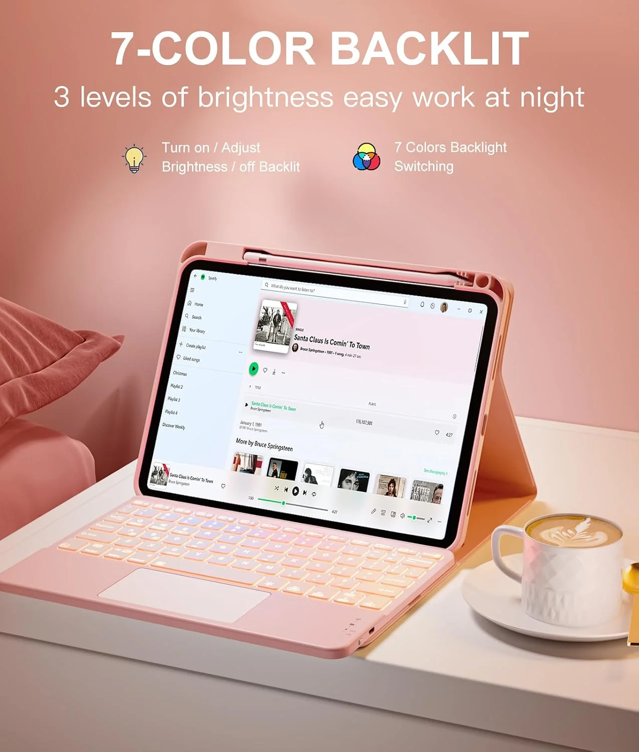 Funda con Teclado Harvopu para iPad 11" (A16) / iPad 10.ª Gen - Rosa Claro
