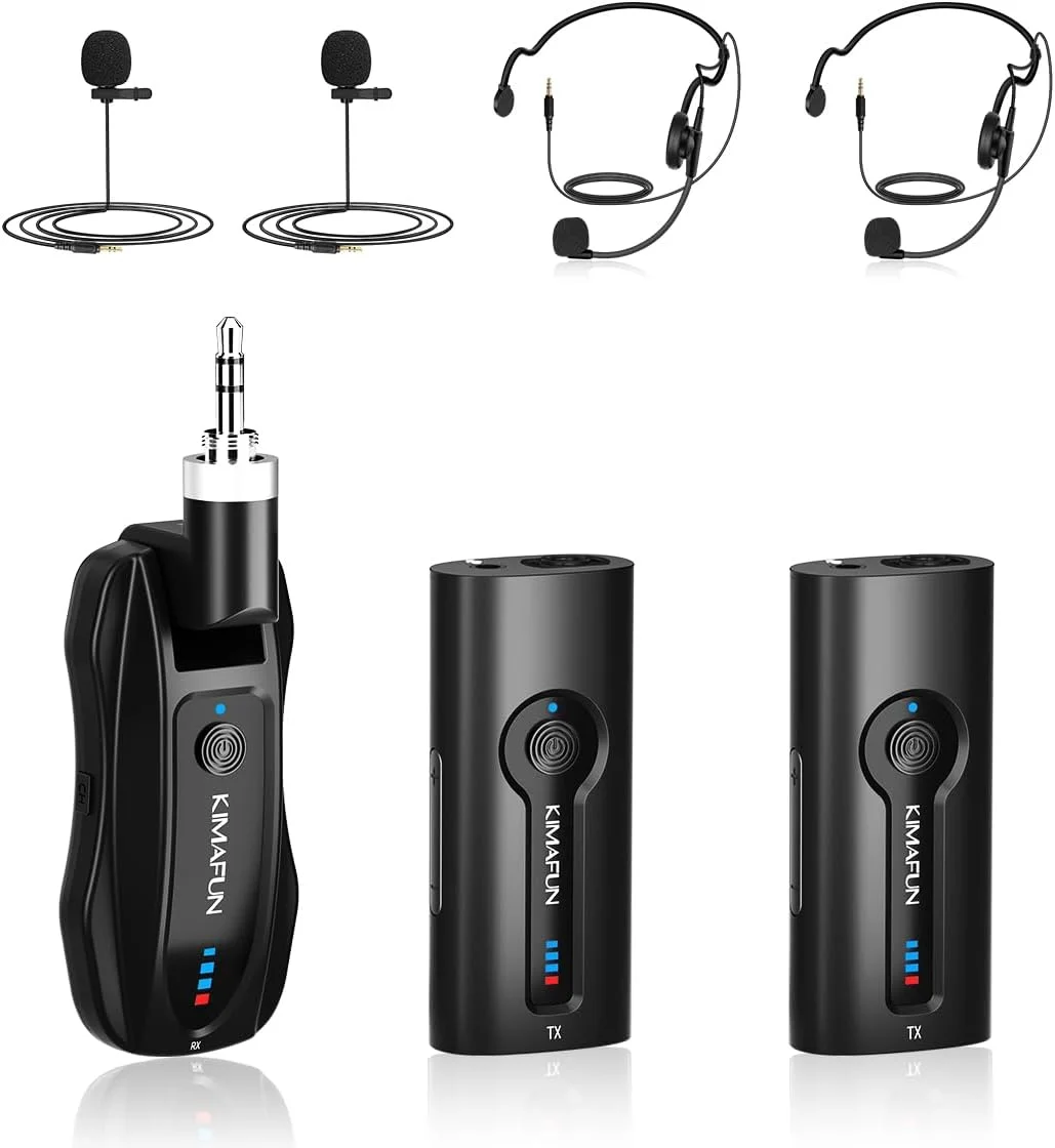 KIMAFUN Wireless 2.4G Lavalier Microphone, Lapel Mics Handheld Mic 2 in 1