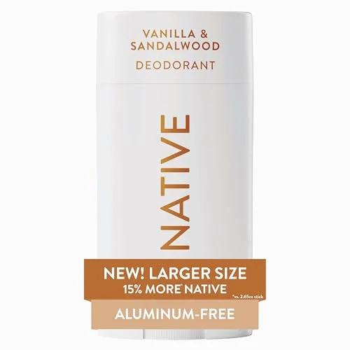 Native Aluminum Free Deodorant, Vanilla & Sandalwood, Large Size Stick, 72 Hour Odor Control, for Women & Men, Contains