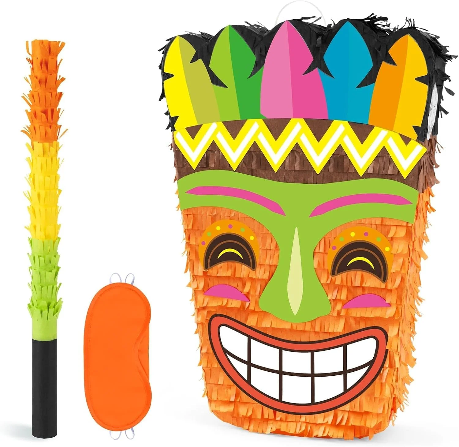 Piñata Tiki Hawaii Wernnsai con antifaz y bate