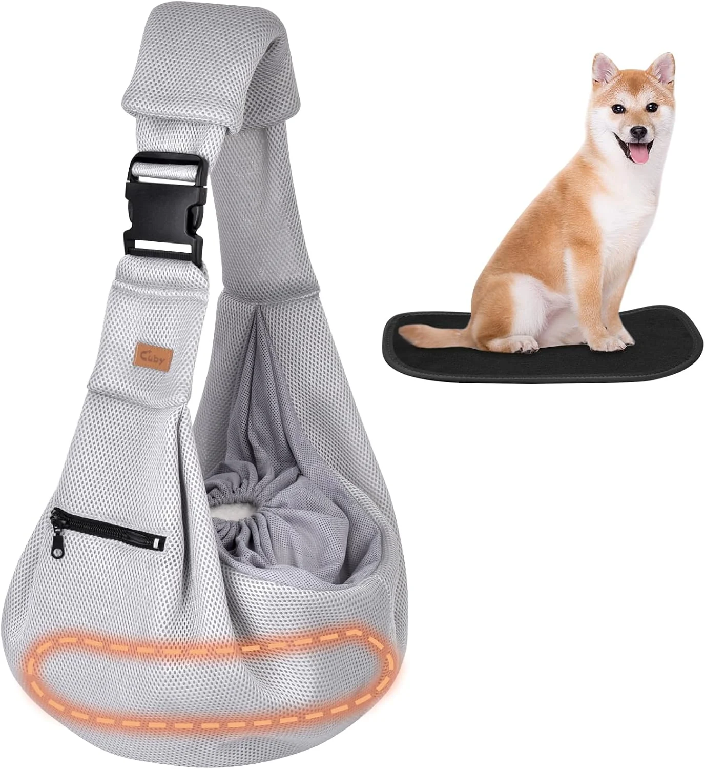 CUBY Dog and Cat Sling Carrier - Hands Free Breathable Mesh Small Dog Sling Carrier-Soft Pouch and Tote Design-Suitable