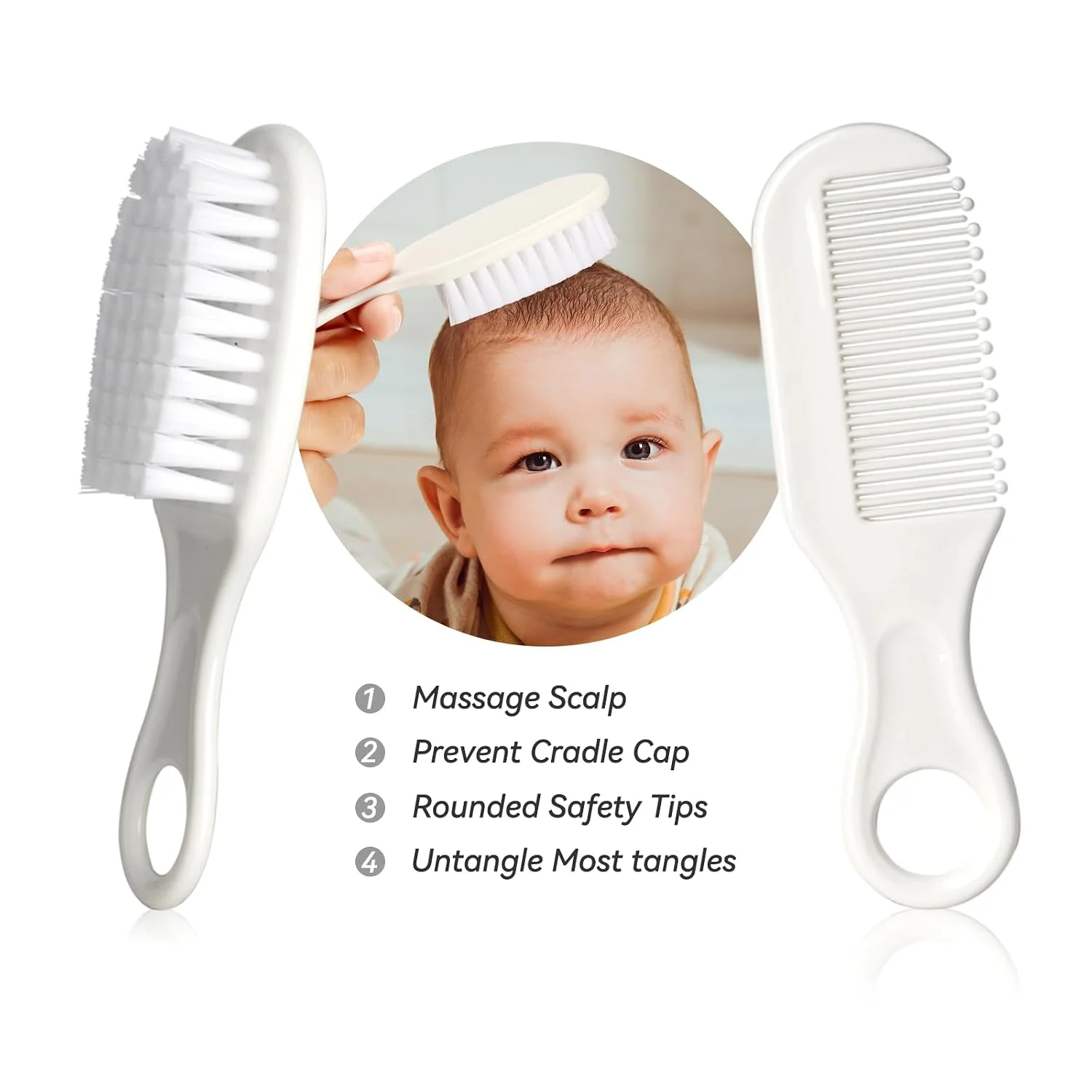 Kit de Cuidado e Higiene para Bebé 8 Piezas Gris y Blanco