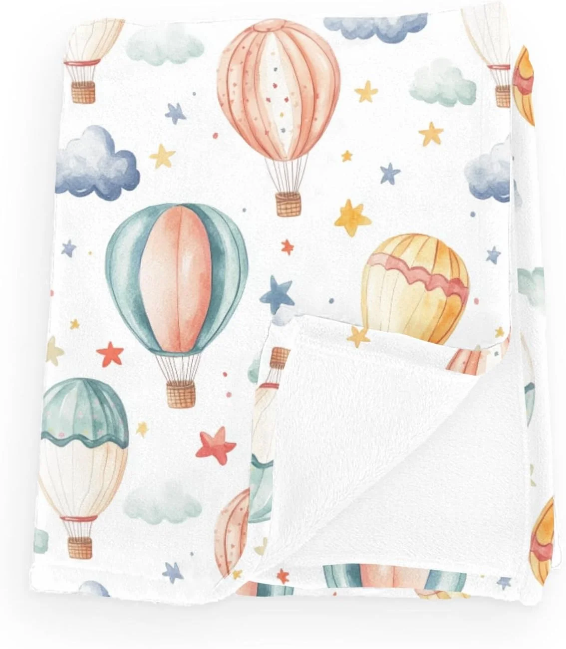 Manta de franela para bebé estampado globos aerostáticos 76 x 102 cm