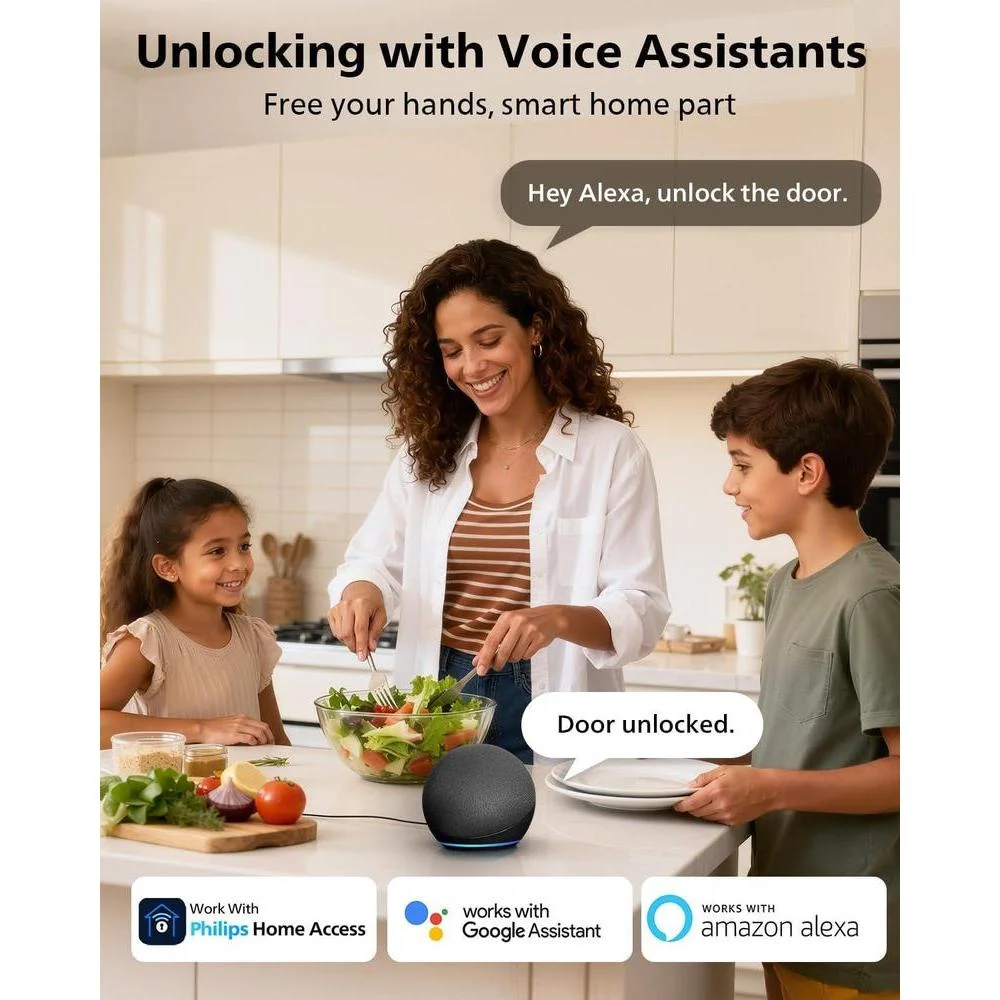Cerradura inteligente Philips con WiFi integrado, control remoto por app, entrada sin llave y bloqueo automático