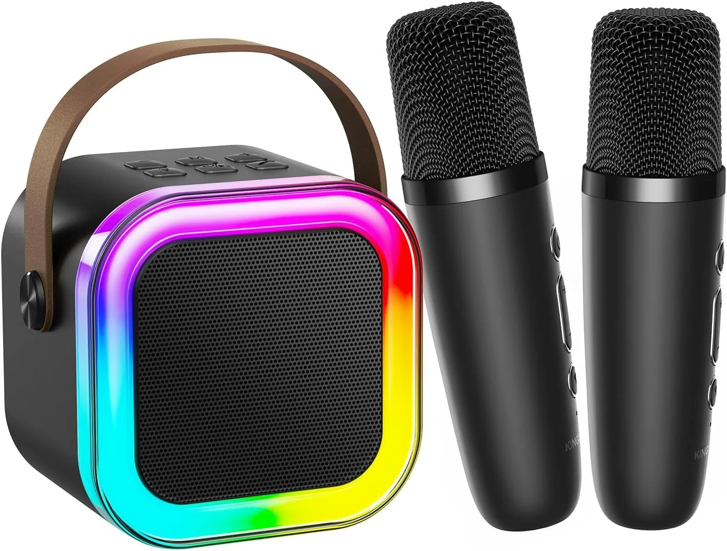 Kinglucky Mini Karaoke Machine for Kids, Top Birthday Gift Pick for Girls Ages 3, 4, 5, 6, 7, 8, 9, 10, 11, 12 Years Old, Kids' Personal Video Players Accessories with 2 Mics Singing Present Toy Black