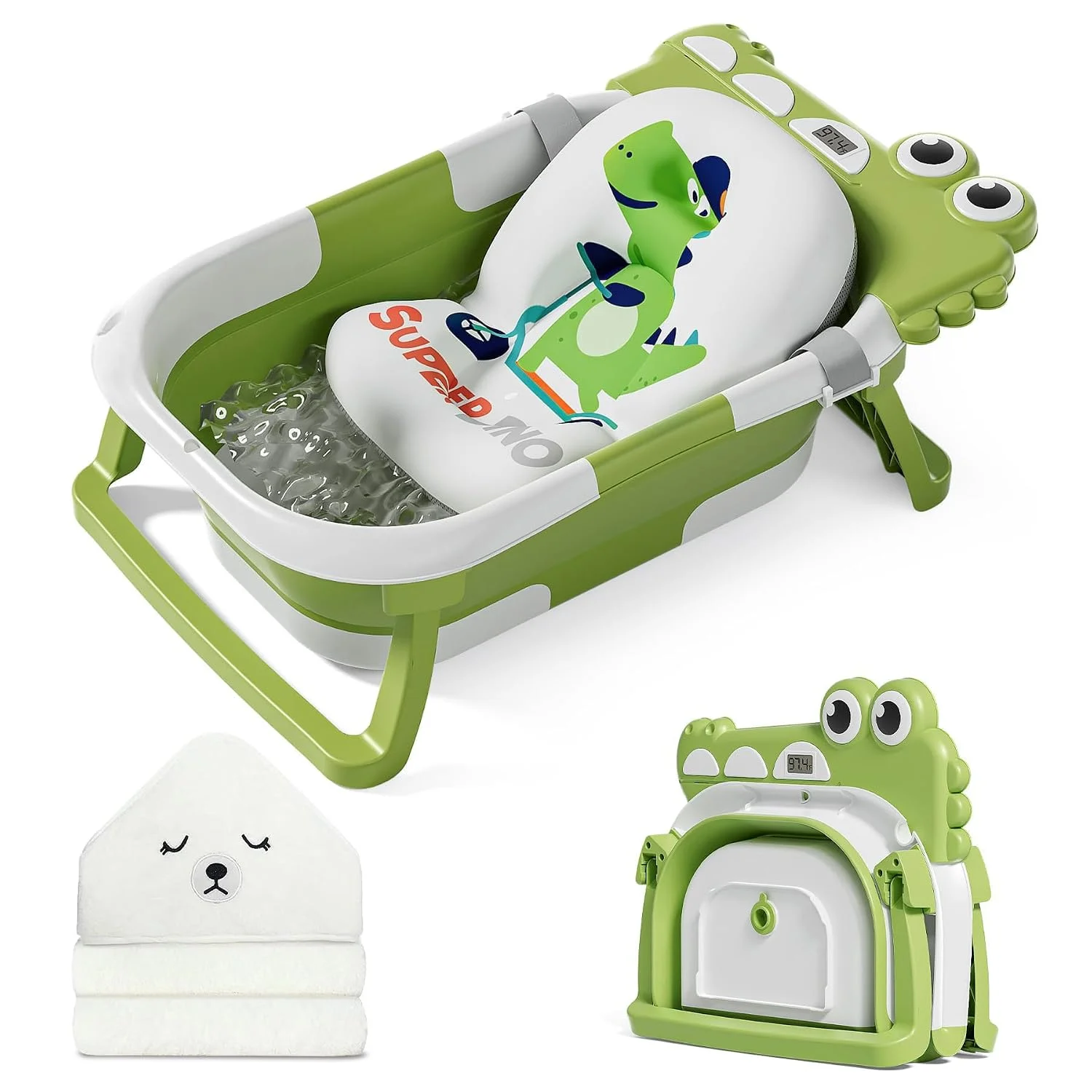 MoreFeel Bañera Plegable para Bebé con Termómetro Toalla y Cojín Modelo 5