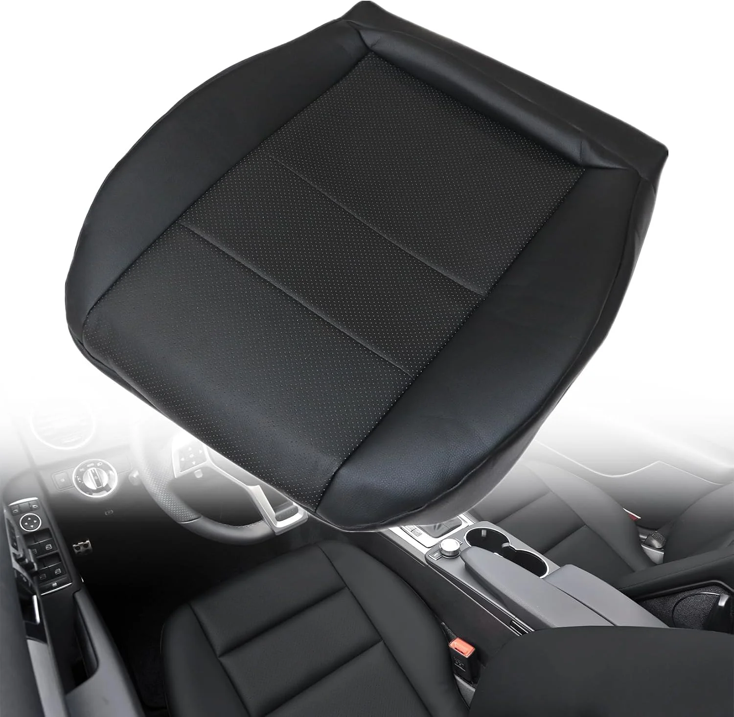 NLQR Black Driver Side Bottom Repalcement Leather Seat Covers Compatible with Mercedes Benz GLK250 GLK280 GLK300 GLK350