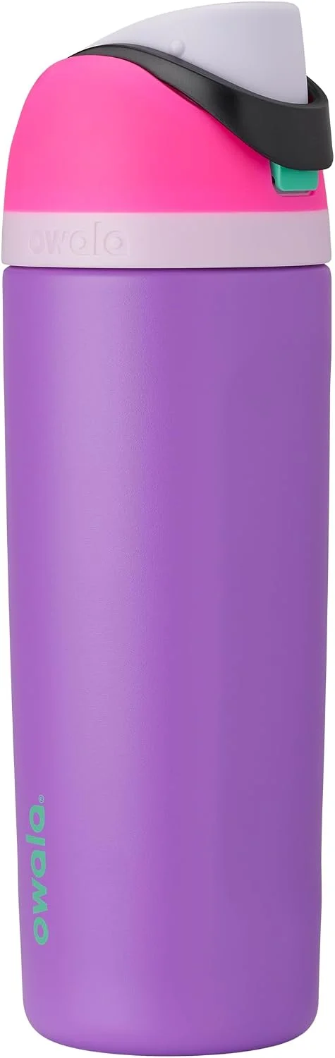Botella de agua Owala FreeSip acero inoxidable 19 oz Rosa/Púrpura