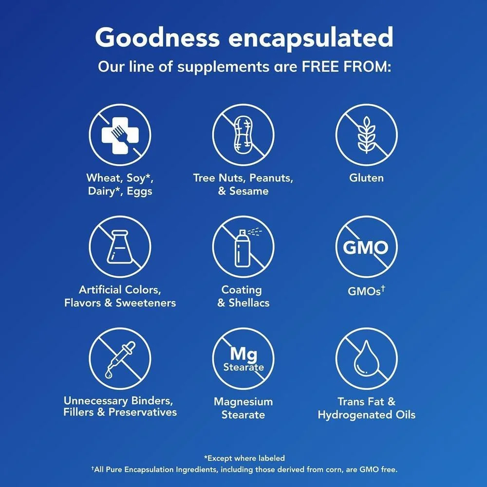Magnesio glicinado Pure Encapsulations: soporte para relajación, salud cardíaca, músculos, nervios y metabolismo