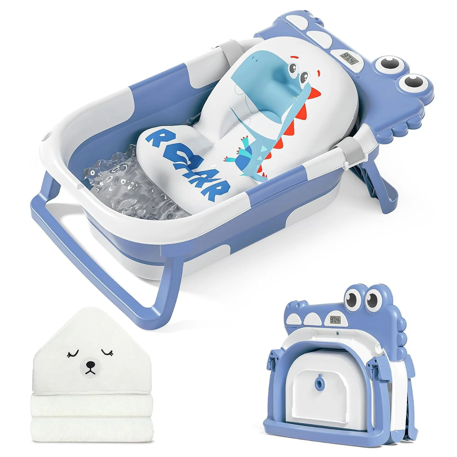 MoreFeel Bañera Plegable para Bebé con Termómetro Toalla y Cojín Modelo 2