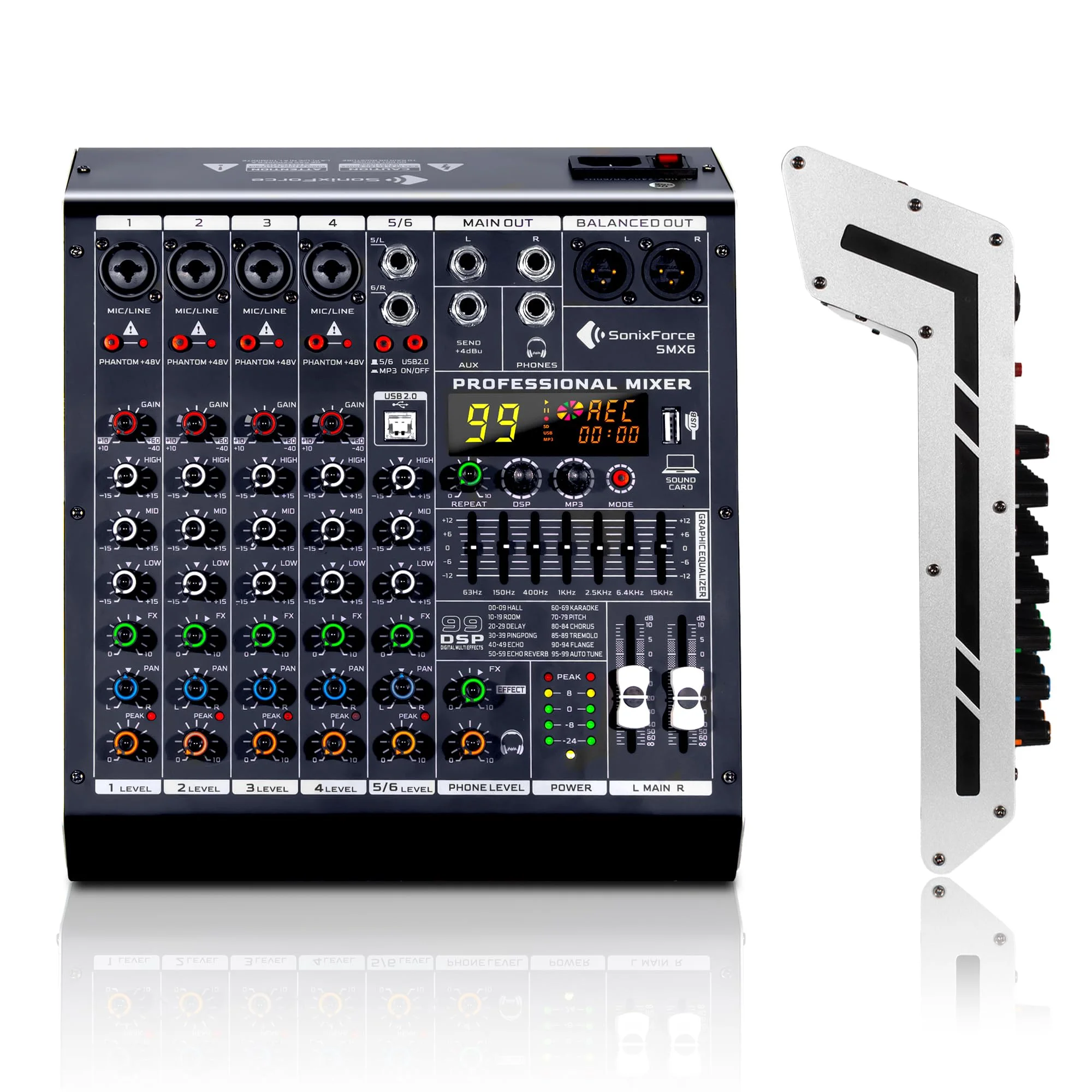 Mezclador de audio DJ 6 canales SonixForce profesional