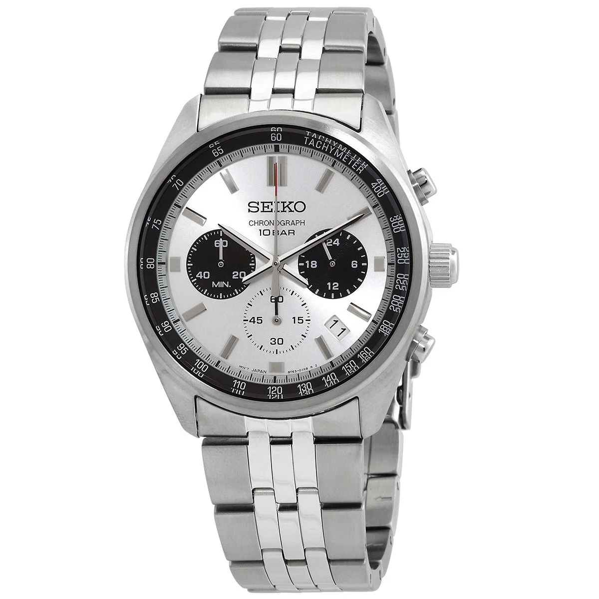 Seiko Motorsports Chronograph Quartz Silver Dial Watch SSB425P1 41.5mm