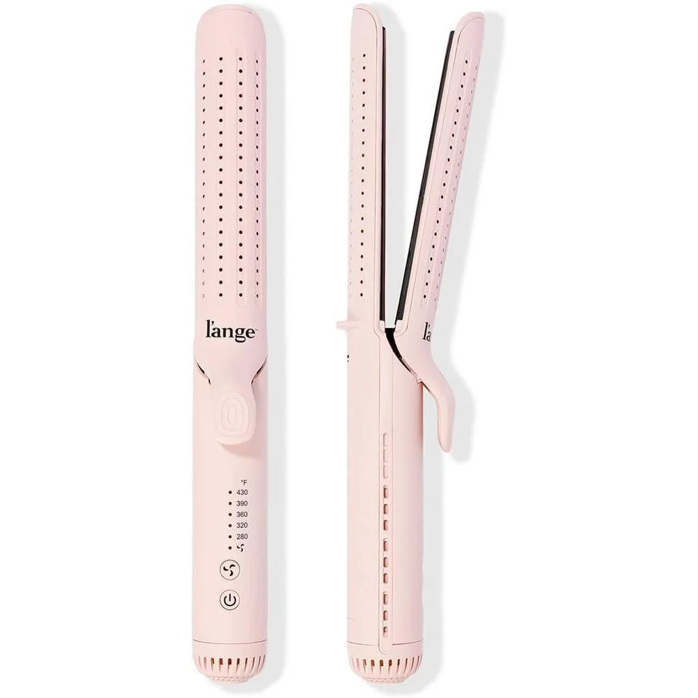 L'ANGE HAIR Le Duo Grande 360° Airflow Styler | Curl & Straighten with One Tool | 5.3" Snag-Free Titanium Plates | Cooling Air Vents to Set Curls | Adjustable Temp & Auto Shut-Off | Blush