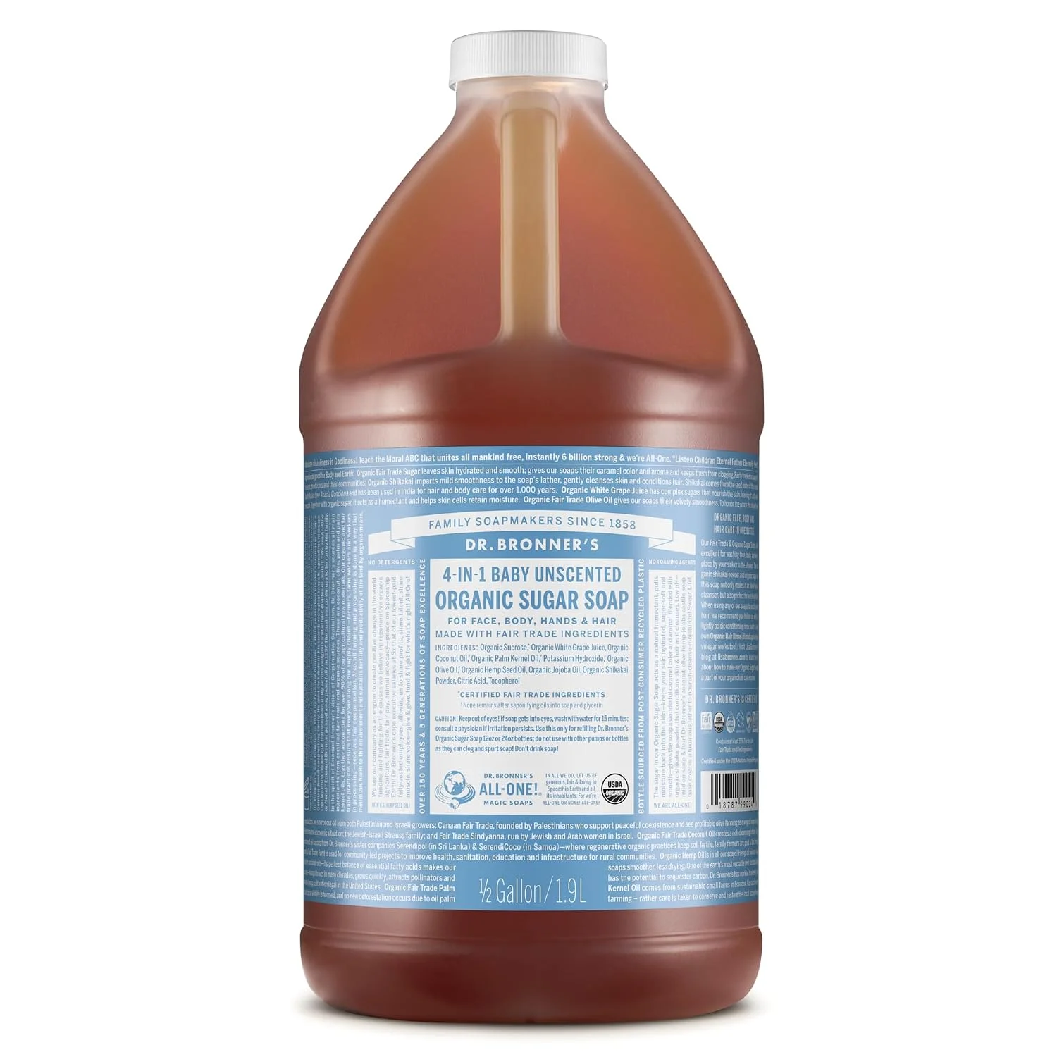 Jabón líquido Dr. Bronner's Organic Sugar Baby Sin Aroma 64 oz