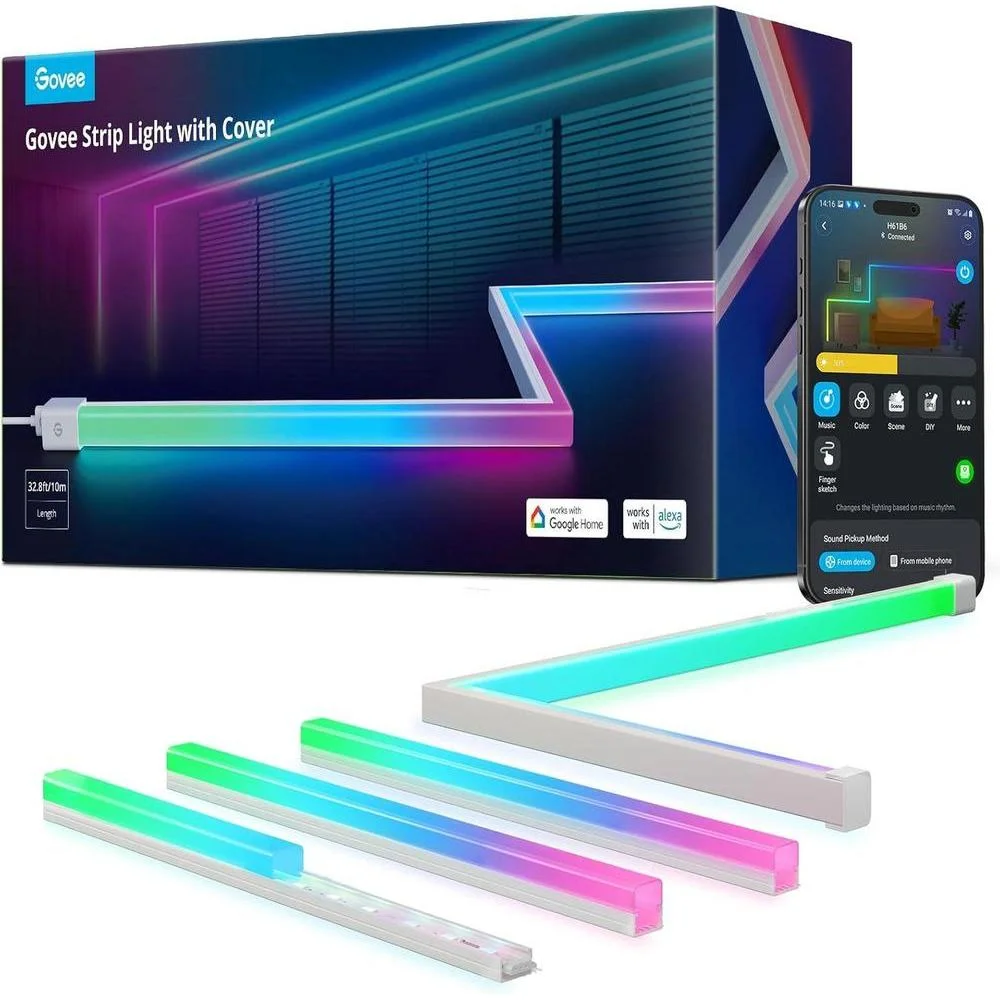 Govee RGBIC LED Strips: Iluminación Inteligente con Alexa y Google. Ideales para dormitorio y estudio