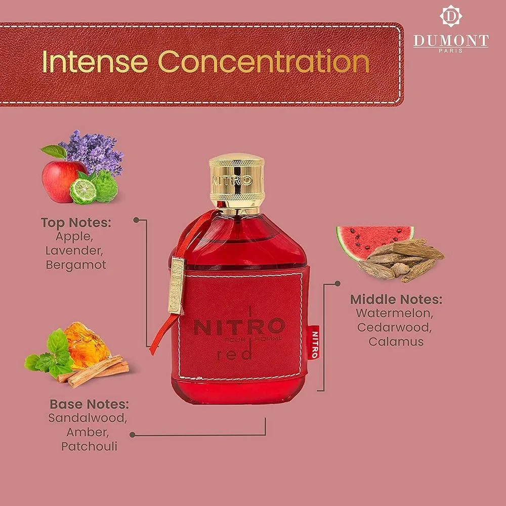 Dumont Nitro Red Eau De Parfum: Perfume de lujo masculino con fragancia frutal, amaderada, floral y de larga duración