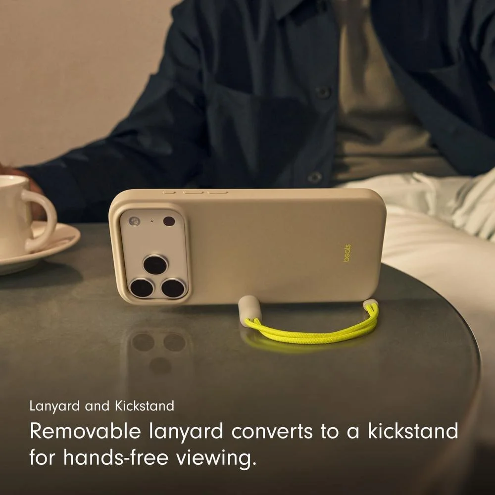Funda Beats para iPhone 17 Pro Max con soporte, MagSafe, control de cámara, acabado mate y forro de microfibra, color piedra caliza