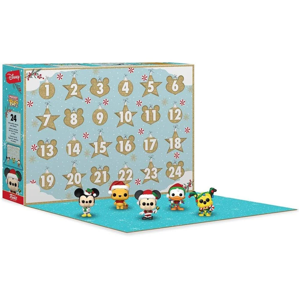 Calendario de Adviento Disney con 24 mini figuras coleccionables de vinilo de Funko Pop! Sorpresas diarias de Mickey y amigos