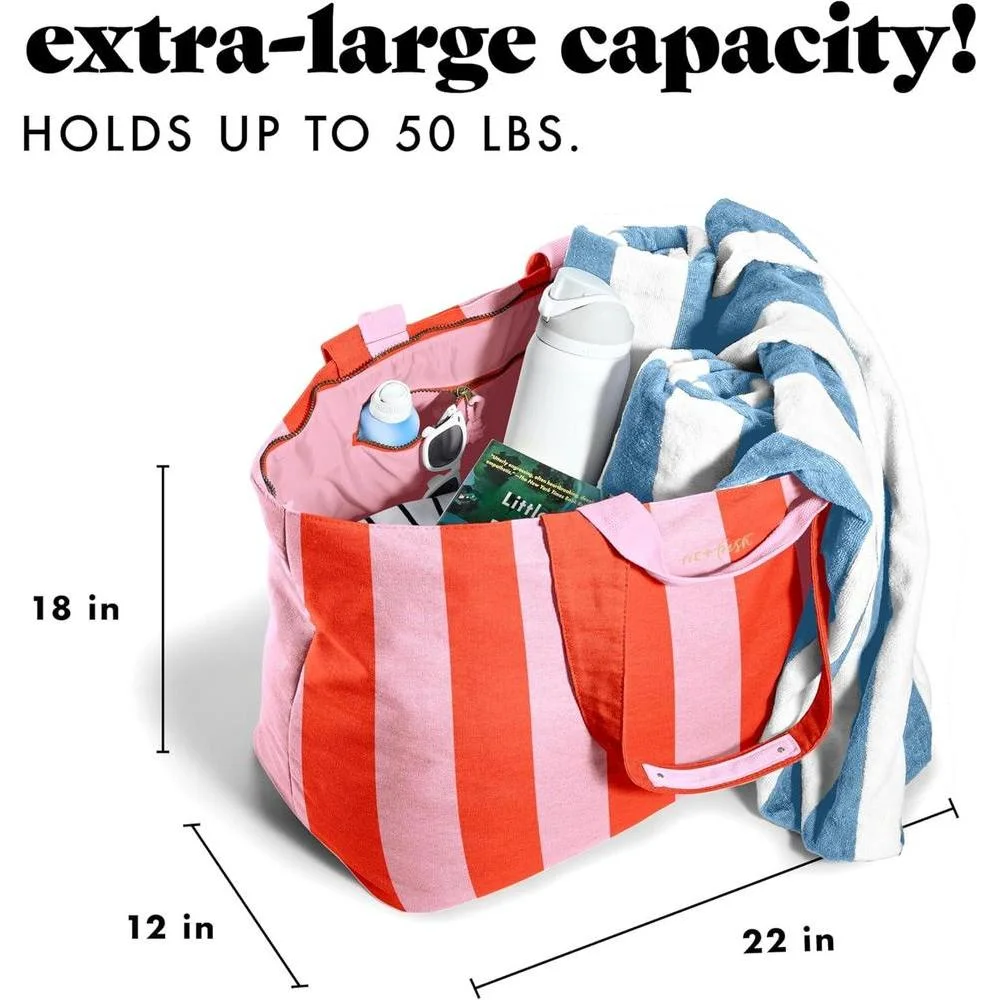 Fit & Fresh Bolso de Playa Grande para Mujer - Bolso de Viaje Extra Grande con Bolsillos
